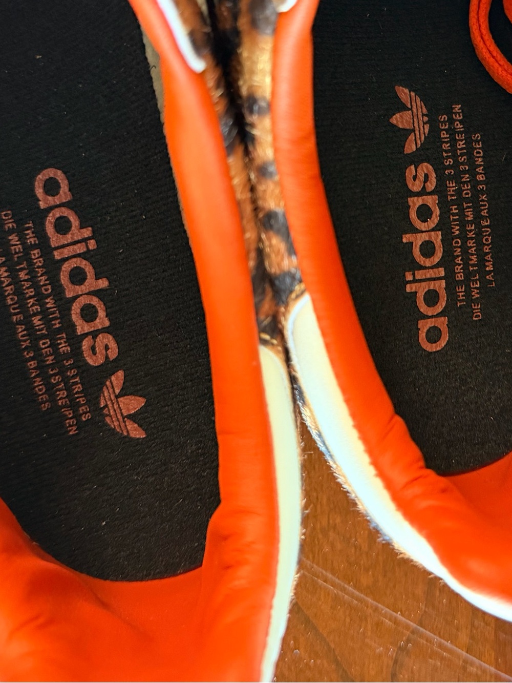 adidas Leopard Print Sneakers with Orange Laces - Picture 9 of 10